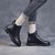 SUNTEK短靴女平底黑色高帮系带皮鞋子2021秋冬季复古软面软底马丁靴(36 黑色单里)第3张高清大图