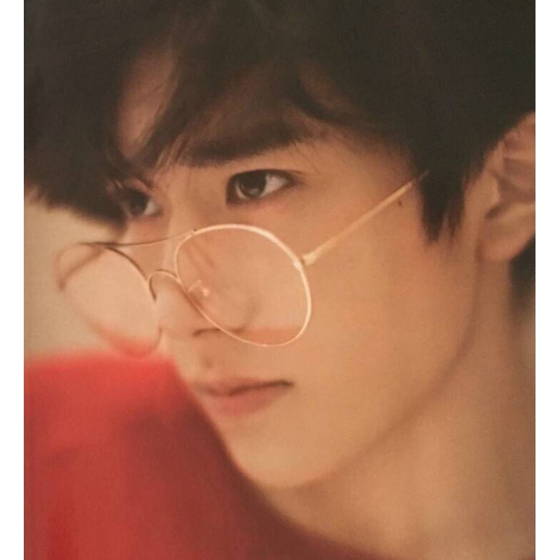 易烊千玺红秀同款平光镜细边大框金属蛤蟆镜男