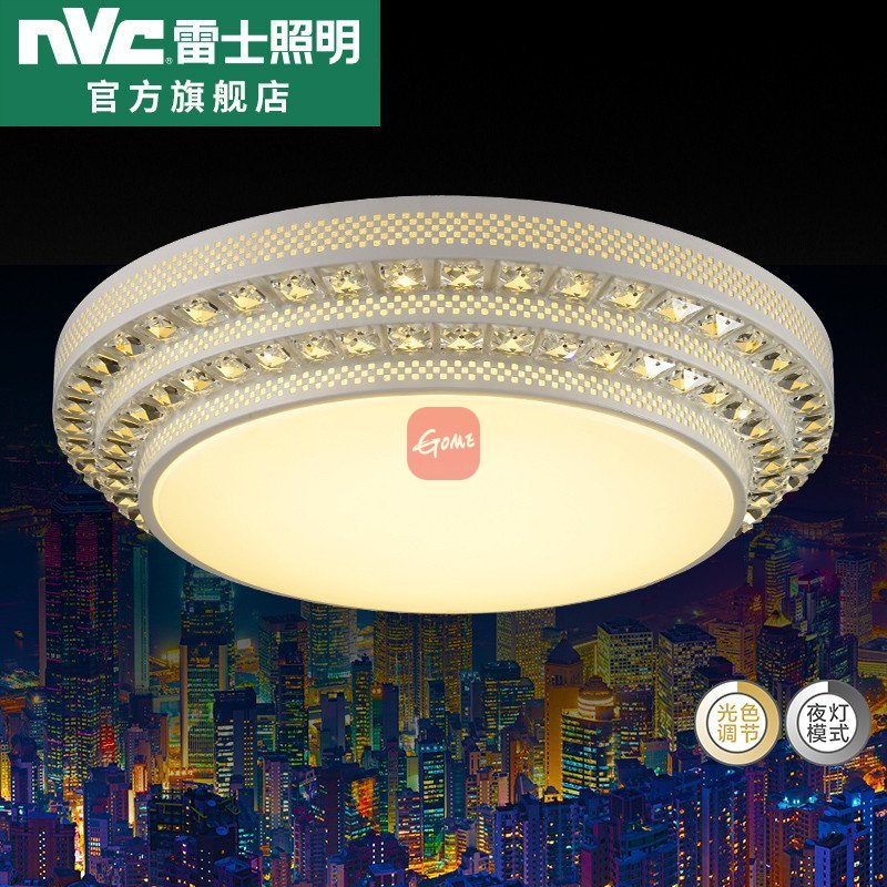 雷士照明led圆形卧室吸顶灯 欧式客厅水晶灯具现代简约温馨大气灯(led