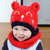 韩版儿童帽子婴儿毛线围脖套宝宝帽子0-3-6-12个月秋冬男女小孩帽子围巾套装1-2岁(奶白色 颜色)第2张高清大图