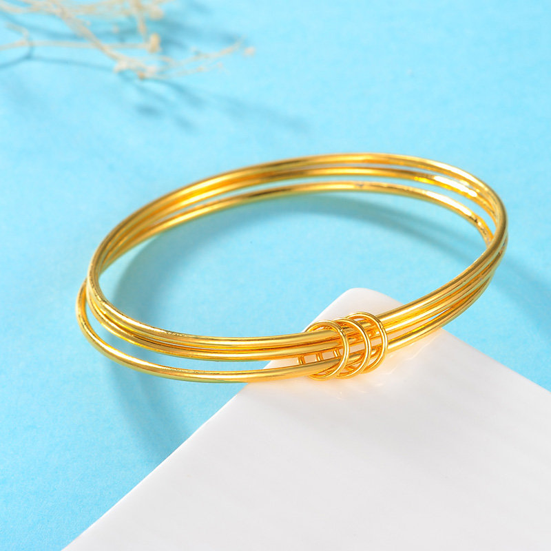 刚泰珠宝 足金999黄金手镯女款三环金镯子简单