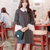 Mistletoe韩版秋季新款女装拼接毛呢大码连衣裙(深灰色 XL)第4张高清大图
