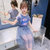女童连衣裙夏装2021新款网红洋气中大童女孩儿童装短袖纱裙子夏季(蓝色 110)第2张高清大图