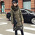 莉妮吉尔2016年冬季直筒长袖甜美时尚百搭纯色加厚中长款军绿色棉衣棉服(黑色 XXXL)第3张高清大图