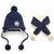 牛奶朋友冬季宝宝时尚护耳男女儿童毛线帽纯色绒布帽子围巾2件套(藏青色（单帽+围巾） 均码（42-50cm）)第2张高清大图