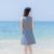 阿琳家2018夏季新款韩版女装修身显瘦收腰V领无袖连衣裙短裙裙子(灰色)(L)第4张高清大图