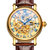 宾格（BINGER）手表全自动机械表男女表时尚镂空防水气质情侣款(金面棕皮男)第3张高清大图