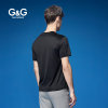 G&Gavenue男士夏季短袖t恤男2017新款印花衣服潮流修身型帅气半袖体恤上衣(黑色 S)