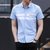 卡郎琪 男士2018年夏季新款短袖衬衫 薄款条纹短袖衬衫男士韩版修身休闲短袖衬衣(KLQSLS-0095绿色 XL)第4张高清大图