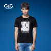 G&G男装新品夏季纯棉男士短袖t恤时尚潮牌短袖T恤个性印花夏季T恤(黑色 S)