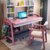 实木书桌书架组合一体简约笔记本电脑桌家用学生写字桌儿童学习桌(2002#书桌0.8米粉白色+扶手椅)第2张高清大图