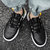 BEBEERU2021春季新款板鞋学生潮鞋青少年休闲运动鞋韩版涂鸦平底滑板鞋子  SXPHCX01(黑色 42)第3张高清大图