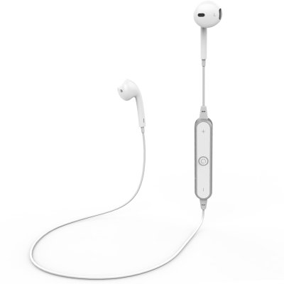 无线重低音蓝牙耳机4.1 运动带夹领耳塞式手机听歌通用耳麦(金白色)