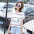 莉菲姿 2017韩版女装夏装新款宽松显瘦条纹短袖T恤(黑条 M)第2张高清大图