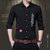 洲玛仕 2018新款休闲男式衬衫 个性字母韩版修身型衬衣(18017黑色 XXL)第2张高清大图