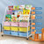 儿童书架绘本架宝宝儿玩具收纳架家用小型简易书柜落地铁艺置物架(93*37*85cm五层（三层书架+二层板）6盒（6白）)第4张高清大图