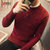 古仕卡特 毛衣男修身秋冬韩版圆领长袖套头青年纯色针织衫M22050(红色 XL)第4张高清大图