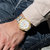 上海手表男机械国产手表日历星期891时尚钢带自动机械表男(金面 皮带)第6张高清大图