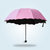黑胶雨伞 折叠黑胶遮阳伞遇水开花太阳伞三折防晒漏男女晴雨两用(粉色)第2张高清大图