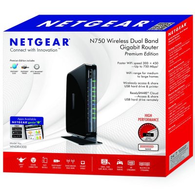 美国网件（Netgear）WNDR4300 750M双频千兆无线路由器【真快乐自营，品质保证】