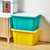 茶花塑料厚款收纳箱整理箱马卡龙色玩具有盖储物25L*3(两个装（黄色） 小号25L)第2张高清大图