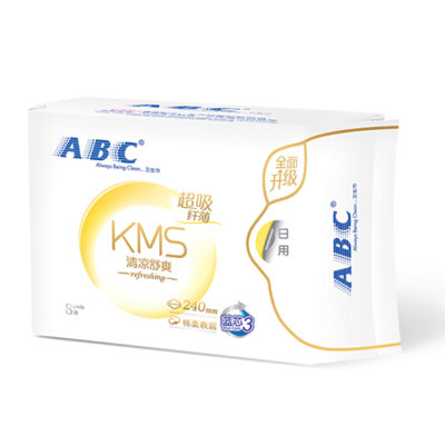 ABC日用纤薄棉柔卫生巾8片每包（4包32片）(ABC纤薄棉柔 日用K11)