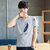 洲玛仕 夏季短袖男T恤棉 韩版弹力薄款圆领T恤(T069灰色 XXL)第3张高清大图