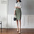2018秋装新款韩版高腰半身裙气质包臀裙中长款开叉一步裙(绿色 XL)第4张高清大图