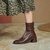 SUNTEK羊皮中跟女靴子2021秋冬季新款女鞋百搭米白色粗跟圆头小短靴(37 米白色（绒里）)第7张高清大图