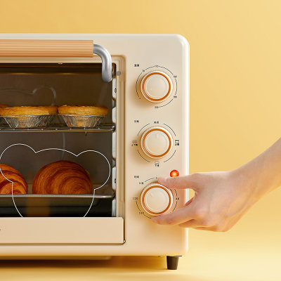 小熊（Bear）电烤箱 上下独立控温带烤叉 家用专业烘焙烤箱 32L 黄色 DKX-B32E1