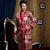 喜芬妮春夏新款舒适柔滑丝质长袖男士睡袍睡衣家居服(20501男红色)第4张高清大图