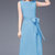 欧美时尚无袖连衣裙女2021夏季新款女装气质收腰中裙子(天蓝色 S)第3张高清大图