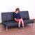 奥古拉家具 沙发 折叠沙发床 两用双人皮艺沙发 日式简约现代时尚小户型沙发(皮艺-黑色 175cm)第2张高清大图