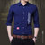 洲玛仕 2018新款休闲男式衬衫 个性字母韩版修身型衬衣(18017深蓝色 M)第2张高清大图