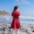 2018夏季新款韩版女装修身显瘦收腰短袖时尚气质A字裙连衣裙裙子(红色)(L)第4张高清大图