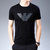 LIDEN AMANI 阿玛尼短袖T恤衫棉质中青年商务休闲时尚上衣体恤(黑色 175/XL)第2张高清大图