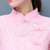 VEGININA 韩版百搭时尚显瘦改良旗袍蕾丝连衣裙 3231(兰色 XXL)第4张高清大图