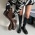SUNTEK韩版棕色V口显瘦高筒靴女鞋2021年冬季新款圆头长筒靴不过膝长靴(39 黑色长筒绒里361-2A)第3张高清大图