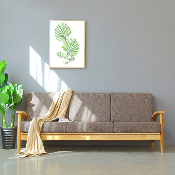 恒兴达 白橡木全实木沙发单人位三人位现代简约纯实木沙发客厅组合家具环保可拆洗(原木色 单人位)