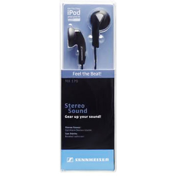 森海塞尔（Sennheiser）MX 170经典耳塞式强劲低音立体声耳机（黑色）