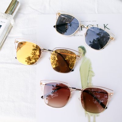 【韩版网红同款女近视复古度假风沙滩金属太阳
