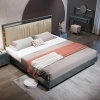 吉木多 轻奢实木床双人床主卧家用大床1米8美式床高端1.5米软包床(1.8*2米 床+床垫+床头柜*1)