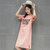 韩版夏装卡通长款短袖T恤裙大码宽松过膝加长连衣裙半袖(粉红色 L)第4张高清大图