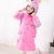 韩国小孩加厚充气帽檐儿童雨衣  宝宝雨衣 儿童雨披带书包位J225(粉红色)(L)第3张高清大图
