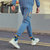 锐克UCAN夏季男士休闲运动套装薄款透气健身束脚九分裤工装长裤(蓝灰 M)第4张高清大图