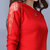 VEGININA 韩版新款纯色袖镂空圆领宽松时尚针织套头毛衣 D6079(红色 3XL)第4张高清大图