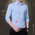 洲玛仕 2018新款休闲男式衬衫 个性字母韩版修身型衬衣(18017天蓝色 L)第2张高清大图