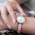 时诺比手表女时尚女士手表女表防水石英学生情侣手表镶钻女生腕表(粉色 钢带)第2张高清大图