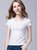 SUNTEK纯色莫代尔T恤女夏圆领短袖打底衫百搭修身显瘦黑色短款上衣(XL （建议115-125） 白色)第2张高清大图
