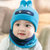 韩版秋冬宝宝帽子男童女童婴儿帽子儿童毛线帽小孩套头帽围巾两件套6-12个月(藏青色)第5张高清大图